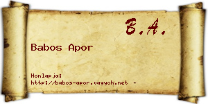 Babos Apor névjegykártya